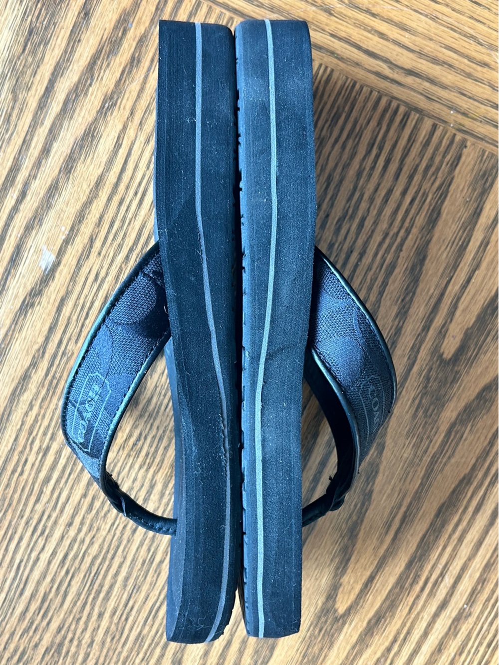 Coach Women’s Black Jolie Signature Logo Strap Thong Flip Flop Sandals Size 8 - Picture 9 of 15